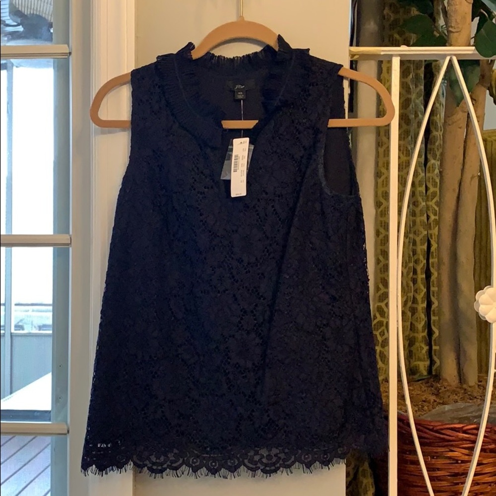 JCrew Navy Blue Lace Top
